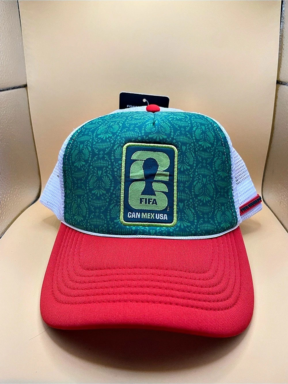 FIFA World Cup 2026 CAN MEX USA Foam Trucker Hat Red & Green